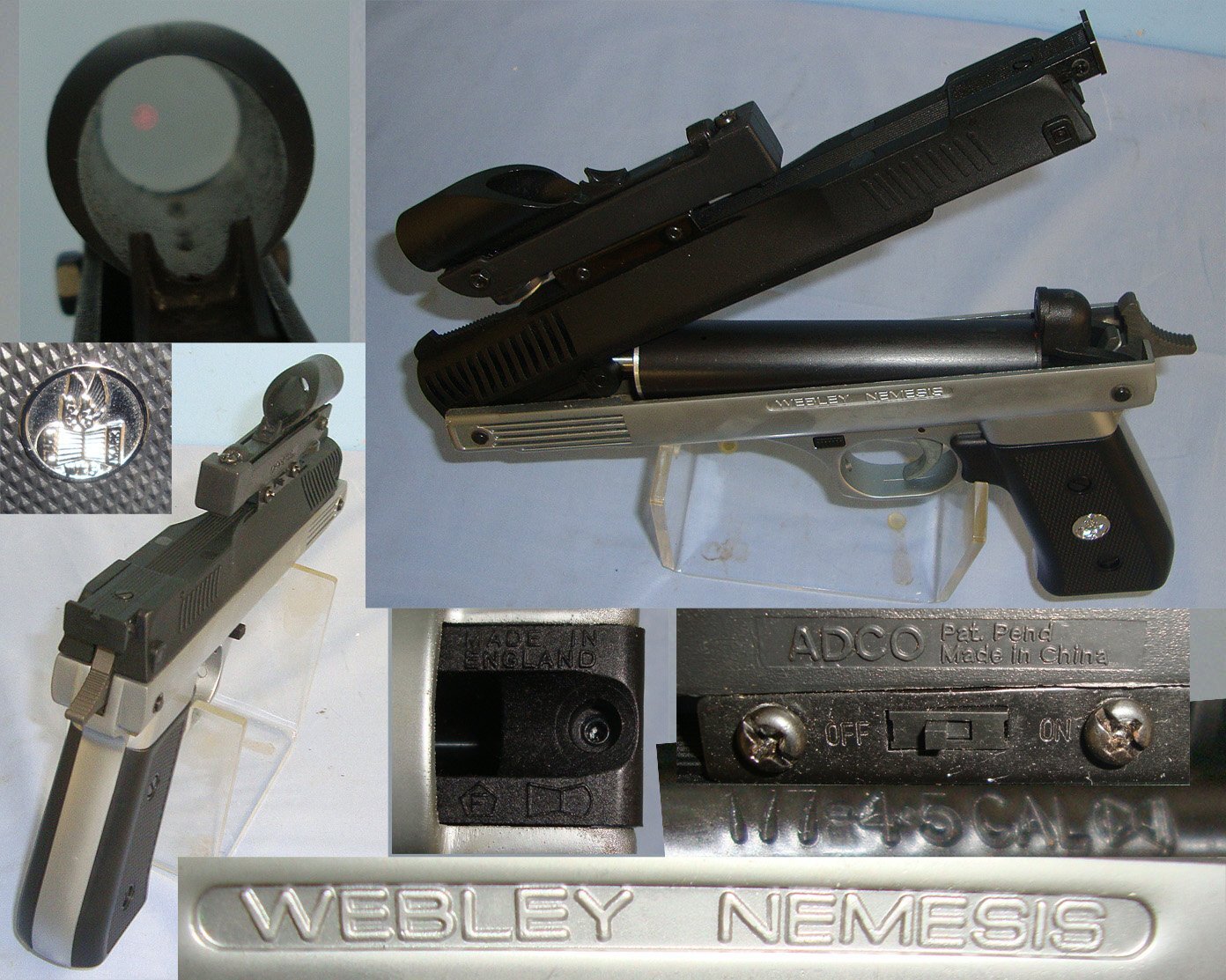 1994-2005 Webley Nemesis Classic Single-Stroke Pneumatic (SSP) .177 Calibre Air Pistol with Single Point ‘Red Dot’ Sight & Illustrated Instruction Pamphlets. AI 853  air pistol .177