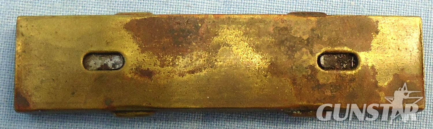 {CATEGORY} - INERT DEACTIVATED. WW2, Japanese 6.5mm (6.5x50SR) Arisaka 5 Ball Rounds in a Brass and Steel Stripper Clip. O 2311 INERT DEACTIVATED. WW2, Japanese 6.5mm (6.5x50SR) Arisaka 5 Ball Rounds in a Brass and Steel Stripper Clip. O 2311 Various Other Ammunition