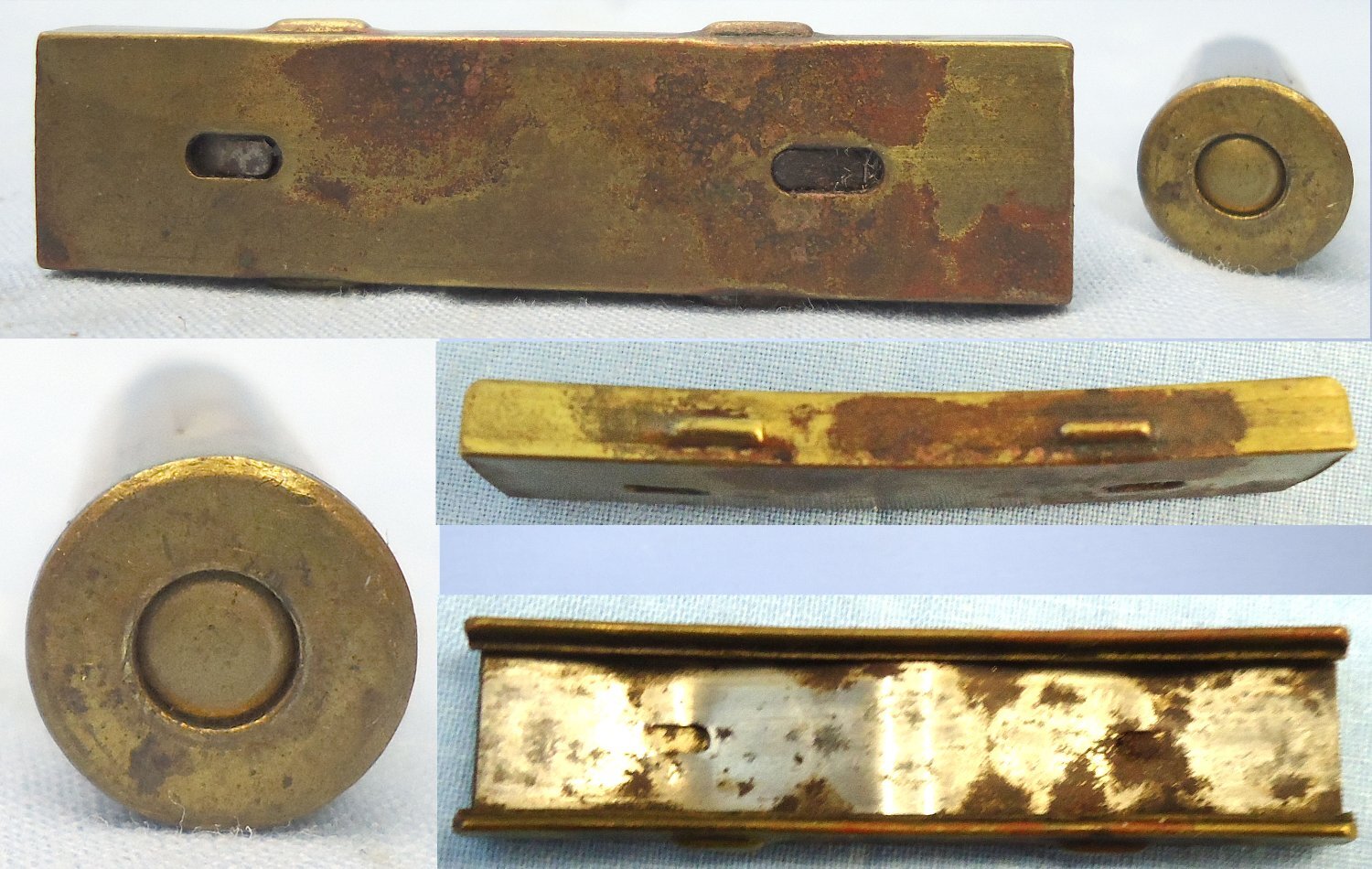 INERT DEACTIVATED. WW2, Japanese 6.5mm (6.5x50SR) Arisaka 5 Ball Rounds in a Brass and Steel Stripper Clip. O 2311 INERT DEACTIVATED. WW2, Japanese 6.5mm (6.5x50SR) Arisaka 5 Ball Rounds in a Brass and Steel Stripper Clip. O 2311 Various Other Ammunition