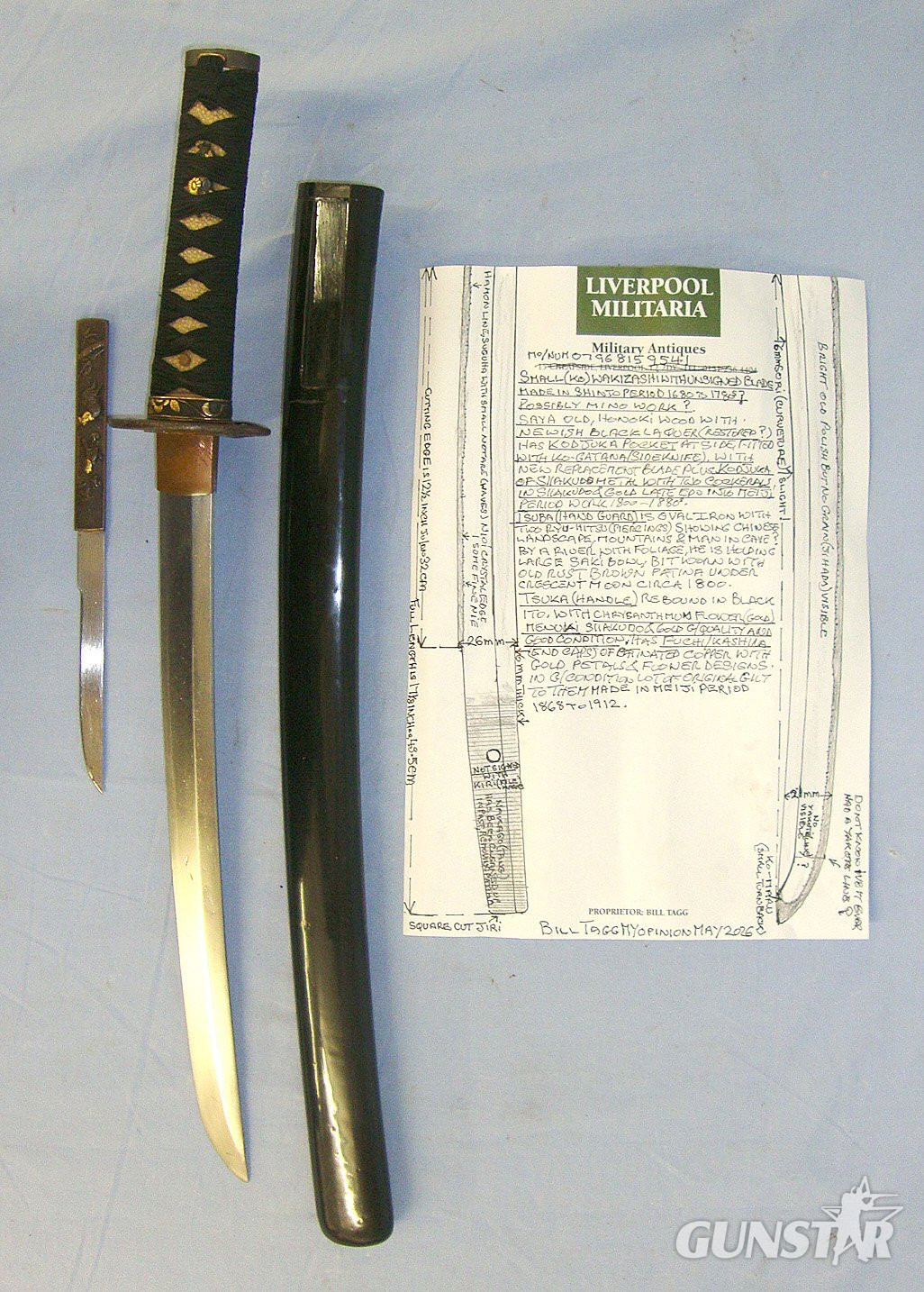 ANCIENT BLADE**Japanese Shinto Period 1680-1788 Mino School Work Ko (Small) Wakizashi Sword With Ko-Gatana (Side Knife), Scabbard & UK Expert Assessment. ED 3053 Sword in 