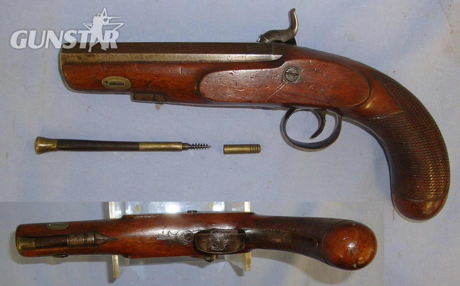  1823-1845 English Champion (James) Chichester (Sussex) 32 Bore Percussion Travelling Pistol With Octagonal Barrel. Sn 23562 percussion pistol None Muzzleloader