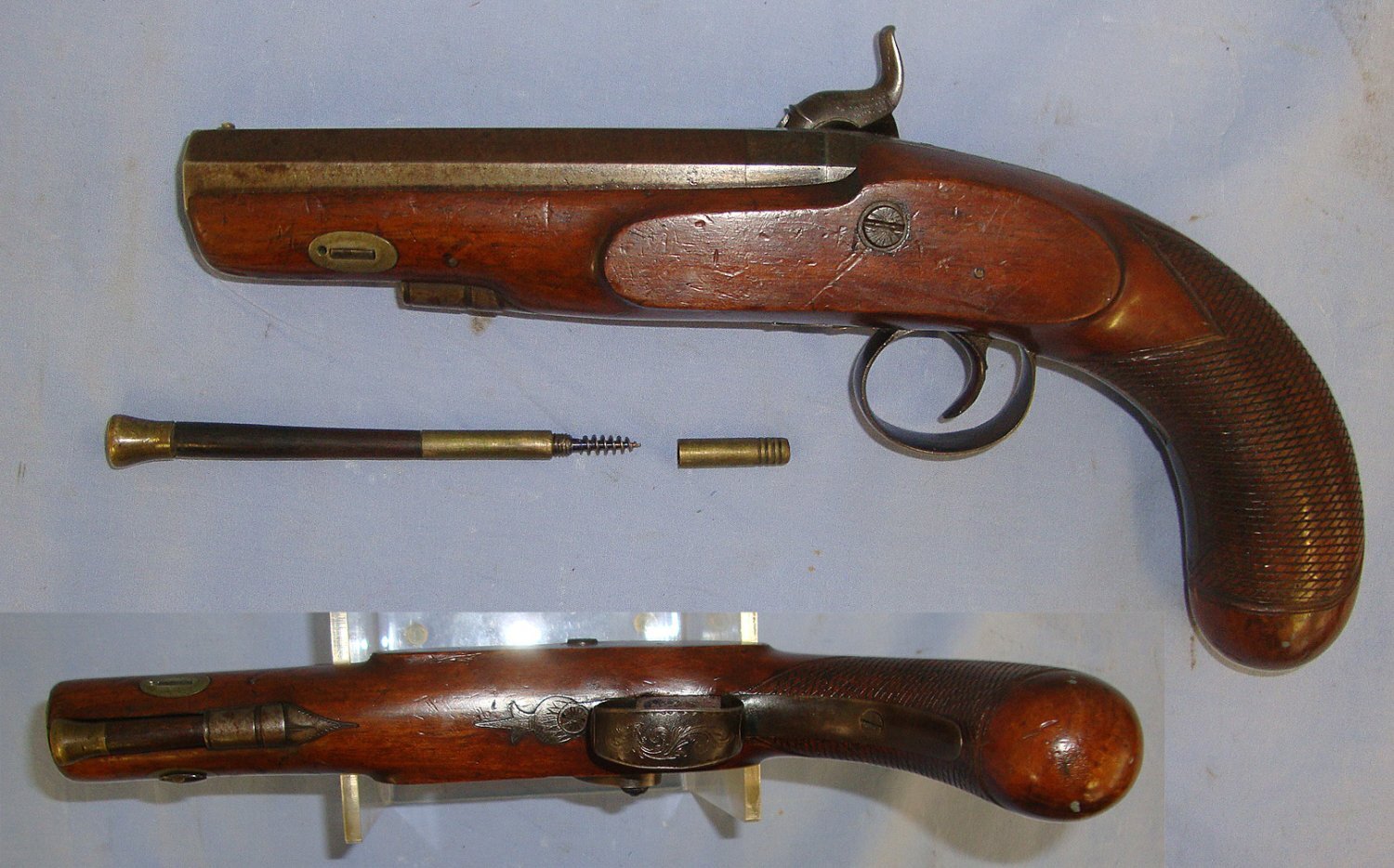  1823-1845 English Champion (James) Chichester (Sussex) 32 Bore Percussion Travelling Pistol With Octagonal Barrel. Sn 23562 percussion pistol None Muzzleloader