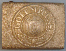 A 1937 Nazi German Army Buckle imprinted - ‘GOTT MIT UNS’ ‘God is with us’. N 87 A 1937 Nazi German Army Buckle imprinted - ‘GOTT MIT UNS’ ‘God is with us’. N 87 Antique & Militaria