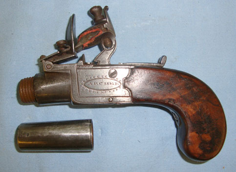 Archer 38 Bore Flintlock Pocket Pistol With Folding Trigger & Turn Off Barrel  Muzzleloader