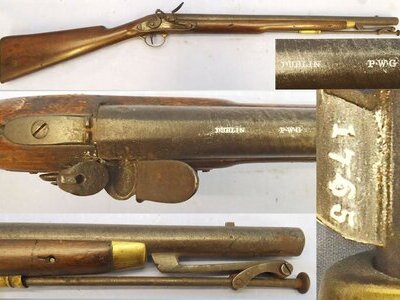 John Rigby Scarce, Dublin, Preventative Water Guard, PWG, (Pre Coastguard), Quality, Rigby of Dublin .650” bore Flintlock Carbine. Sn - 21851:8 Muzzleloader .65 Cal Muzzleloader Rifle