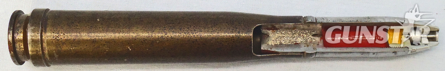 INERT DEACTIVATED. German, WW2, 1944 Dated, 20mm Soluthern (20x138B) (Flak 30 & 38) High Explosive/Trace (HE/T) (Self Destroying) Quarter Sectioned Round. - O 2003 INERT DEACTIVATED. German, WW2, 1944 Dated, 20mm Soluthern (20x138B) (Flak 30 & 38) High Explosive/Trace (HE/T) (Self Destroying) Quarter Sectioned Round. - O 2003  Other Ammunition - {CATEGORY} in 