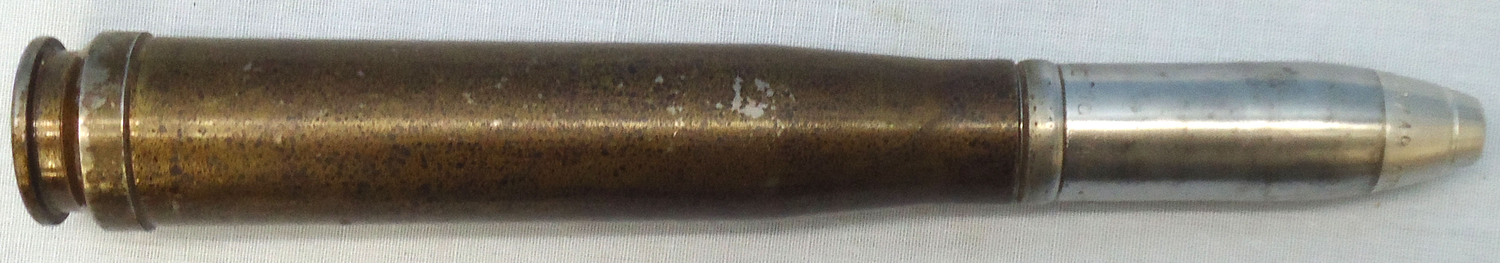 INERT DEACTIVATED. German, WW2, 1944 Dated, 20mm Soluthern (20x138B) (Flak 30 & 38) High Explosive/Trace (HE/T) (Self Destroying) Quarter Sectioned Round. - O 2003 INERT DEACTIVATED. German, WW2, 1944 Dated, 20mm Soluthern (20x138B) (Flak 30 & 38) High Explosive/Trace (HE/T) (Self Destroying) Quarter Sectioned Round. - O 2003  Other Ammunition - {CATEGORY}
