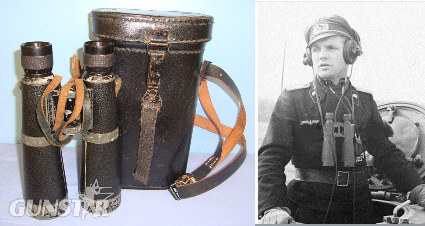 Cased, WW2 Era Nazi German Tank Commander’s, Dienstglas (Service Glass), 10 X 50 Magnification Binoculars. Sn 21385:19  Sight & Optic in 