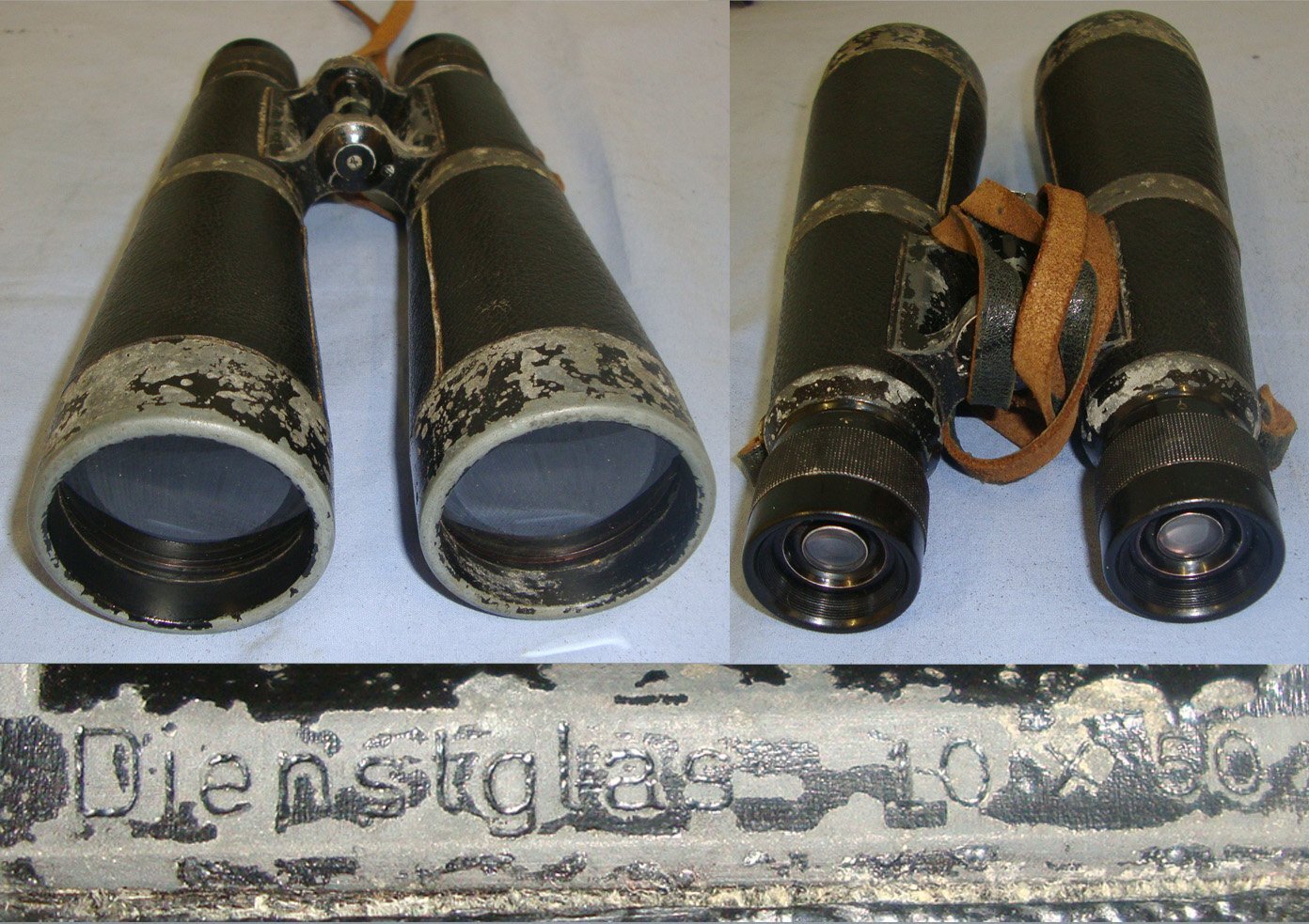 Cased, WW2 Era Nazi German Tank Commander’s, Dienstglas (Service Glass), 10 X 50 Magnification Binoculars. Sn 21385:19  Sight & Optic