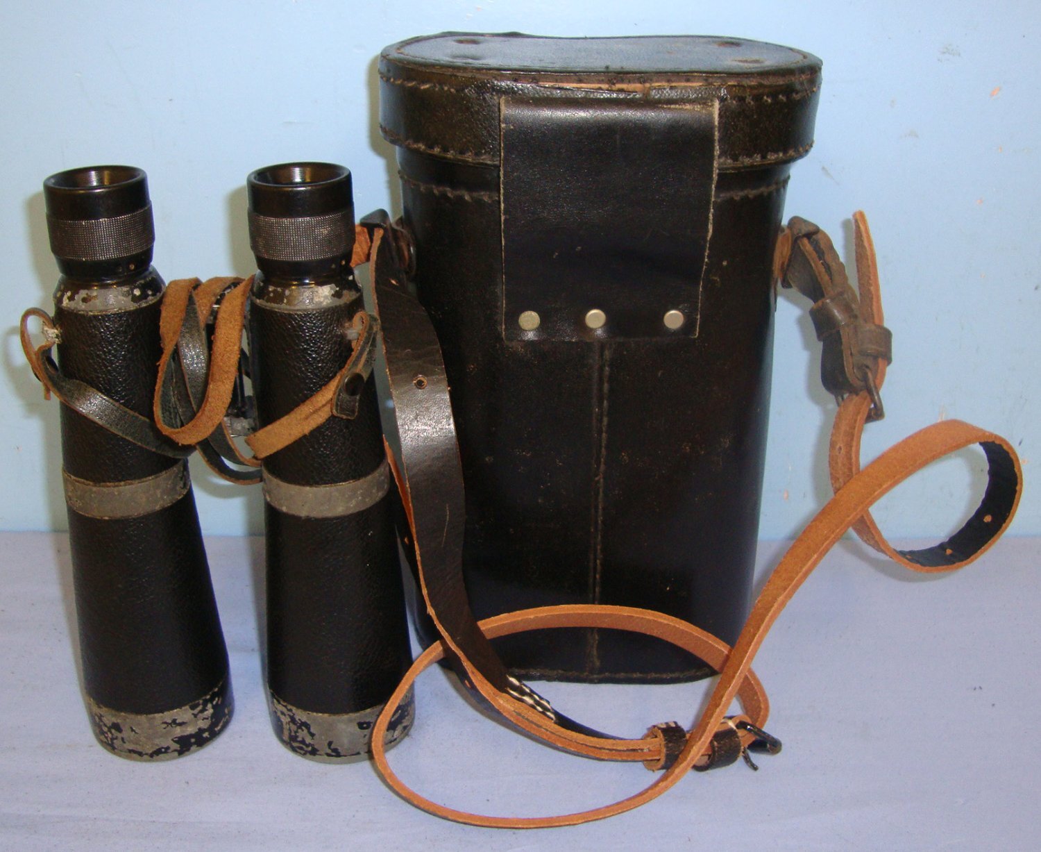  Cased, WW2 Era Nazi German Tank Commander’s, Dienstglas (Service Glass), 10 X 50 Magnification Binoculars. Sn 21385:19  Sight & Optic