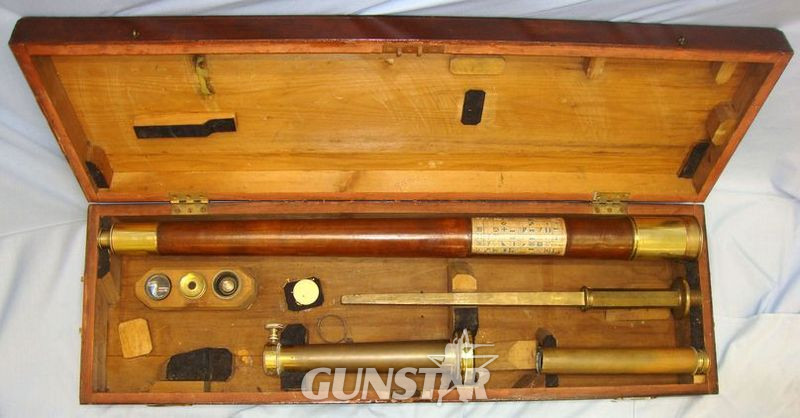 MILLS (MAKER) 49 SOUTHAMPTON ST, PENTONVILLE, LONDON, IMPROVED NAVY Cased, British Improved Navy Brass & Leather Harbour Master’s & Customs Telescop Sight & Optic