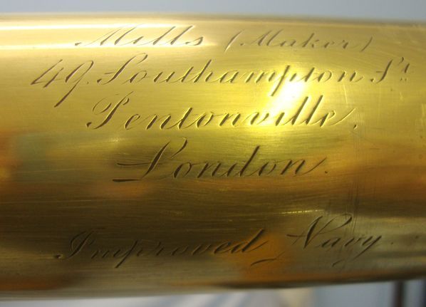  MILLS (MAKER) 49 SOUTHAMPTON ST, PENTONVILLE, LONDON, IMPROVED NAVY Cased, British Improved Navy Brass & Leather Harbour Master’s & Customs Telescop Sight & Optic