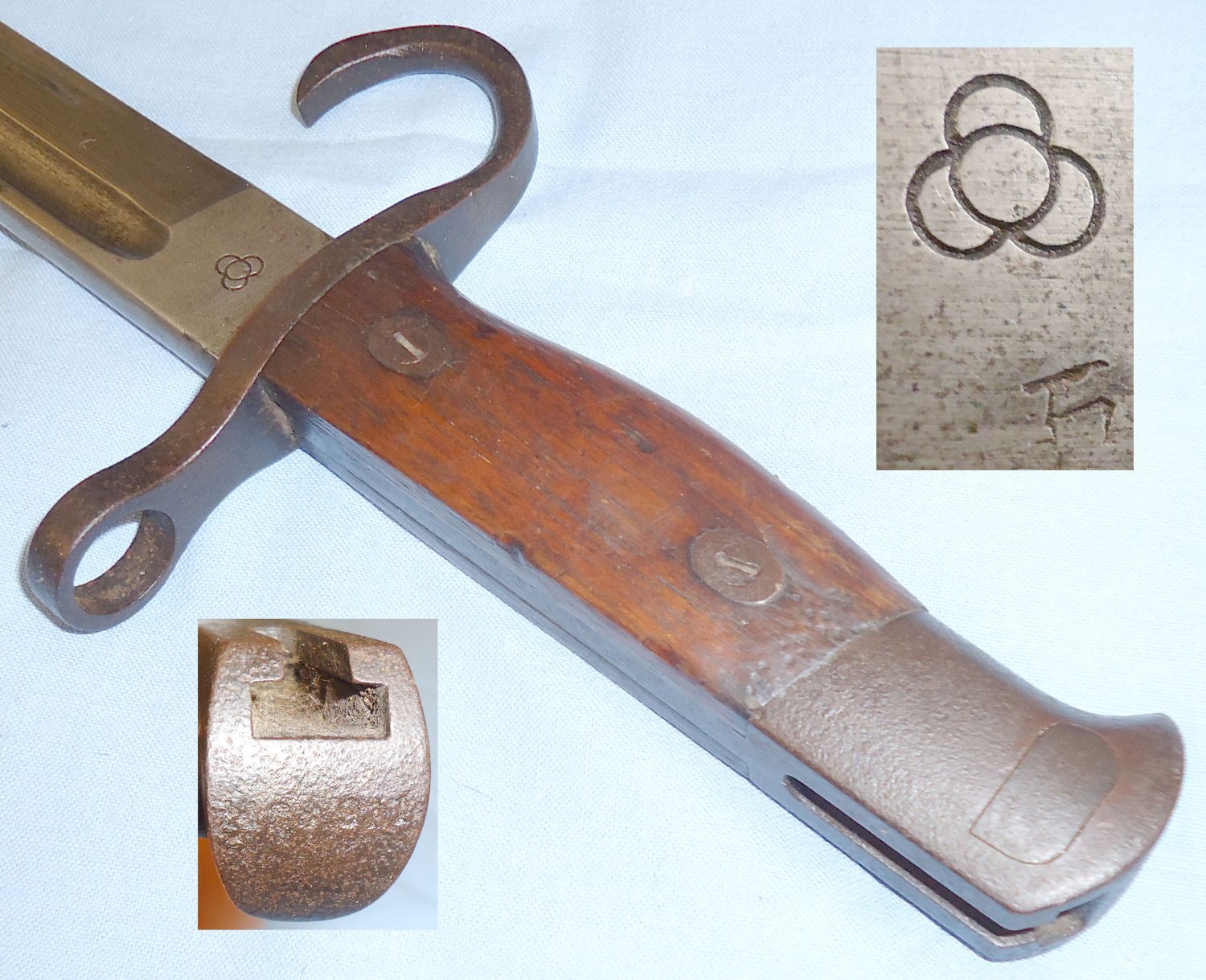 c1936 Type 30 Japanese Bayonet Tokyo Variation A 11th Series and Scabbard. 22024. Bayonet