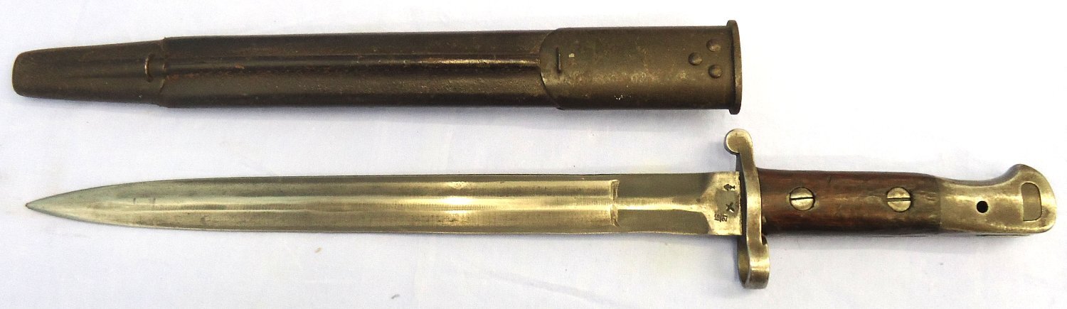 British, 1903 Pattern, (Not Converted) Bayonet by Sanderson, Sheffield and Scabbard. BAYO 377 Bayonet - {CATEGORY}