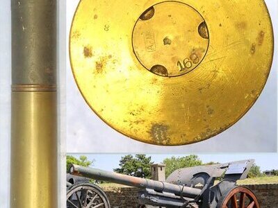 DEACTIVATED INERT. Belgian, Unfired, WW2, 1939 Dated 75mm (75x280R) Shrapnel Round for the Belgian 75mm Canon de 7.5cm 1905 TR Field Gun. - O 2261 DEACTIVATED INERT. Belgian, Unfired, WW2, 1939 Dated 75mm (75x280R) Shrapnel Round for the Belgian 75mm Canon de 7.5cm 1905 TR Field Gun. - O 2261  Other Ammunition