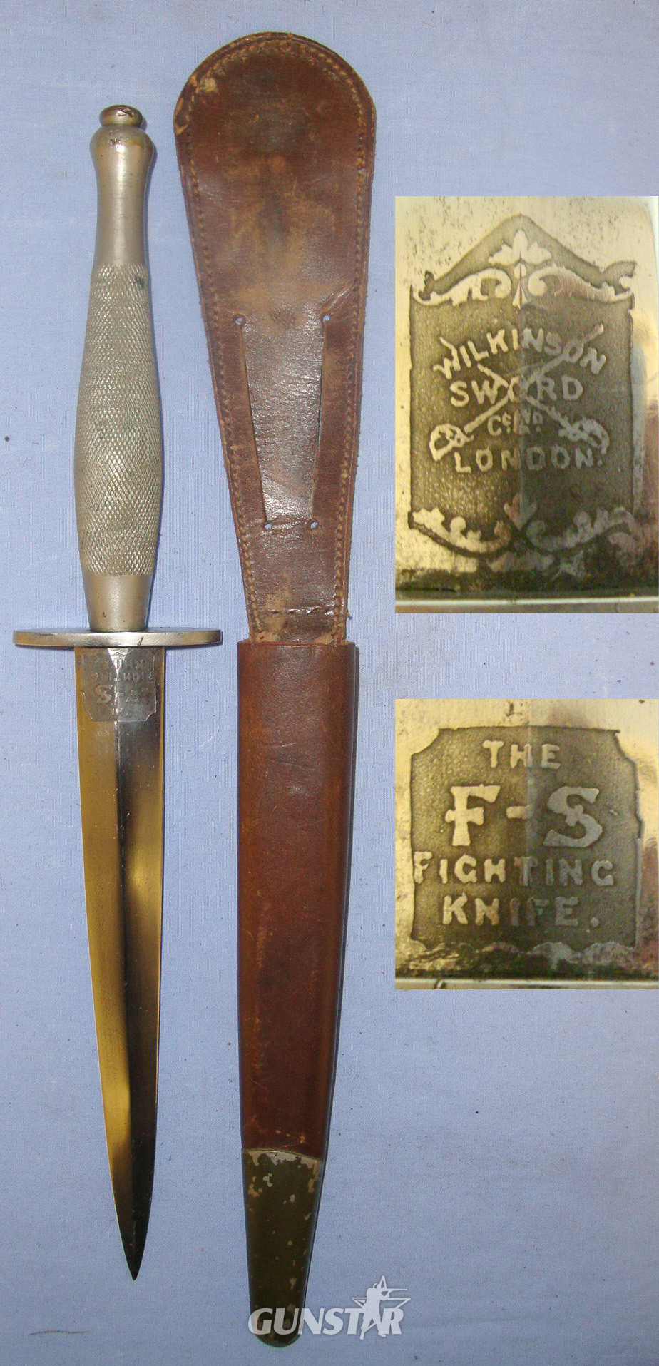 RARE**WW2 Era British Wilkinson Sword London 2nd Pattern Nickel Plated Officer’s Fairbairn Sykes FS Commando Fighting Knife With Double Etched Blade & Scabbard. Sn 21184 Knive in 