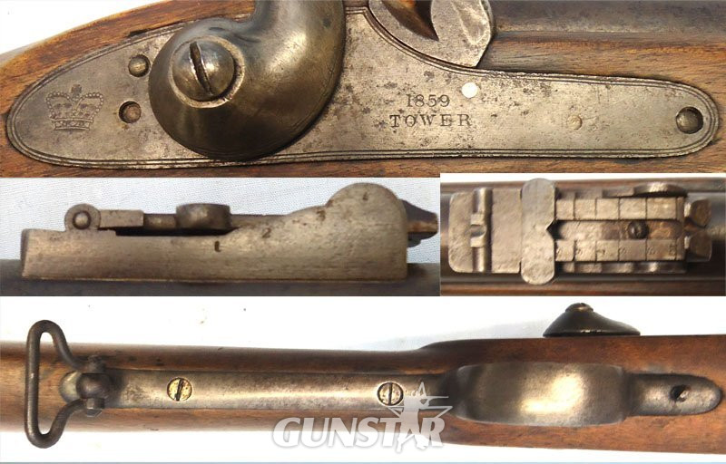 Victorian, British, 1859 Dated, TOWER Pattern 1856, .577 Calibre 2 Band Sergeants 3 Groove Short Antique Rifle. **. Sn 23657 Victorian, British, 1859 Dated, TOWER Pattern 1856, .577 Calibre 2 Band Sergeants 3 Groove Short Antique Rifle. **. Sn 23657 Muzzleloader Various Rifle