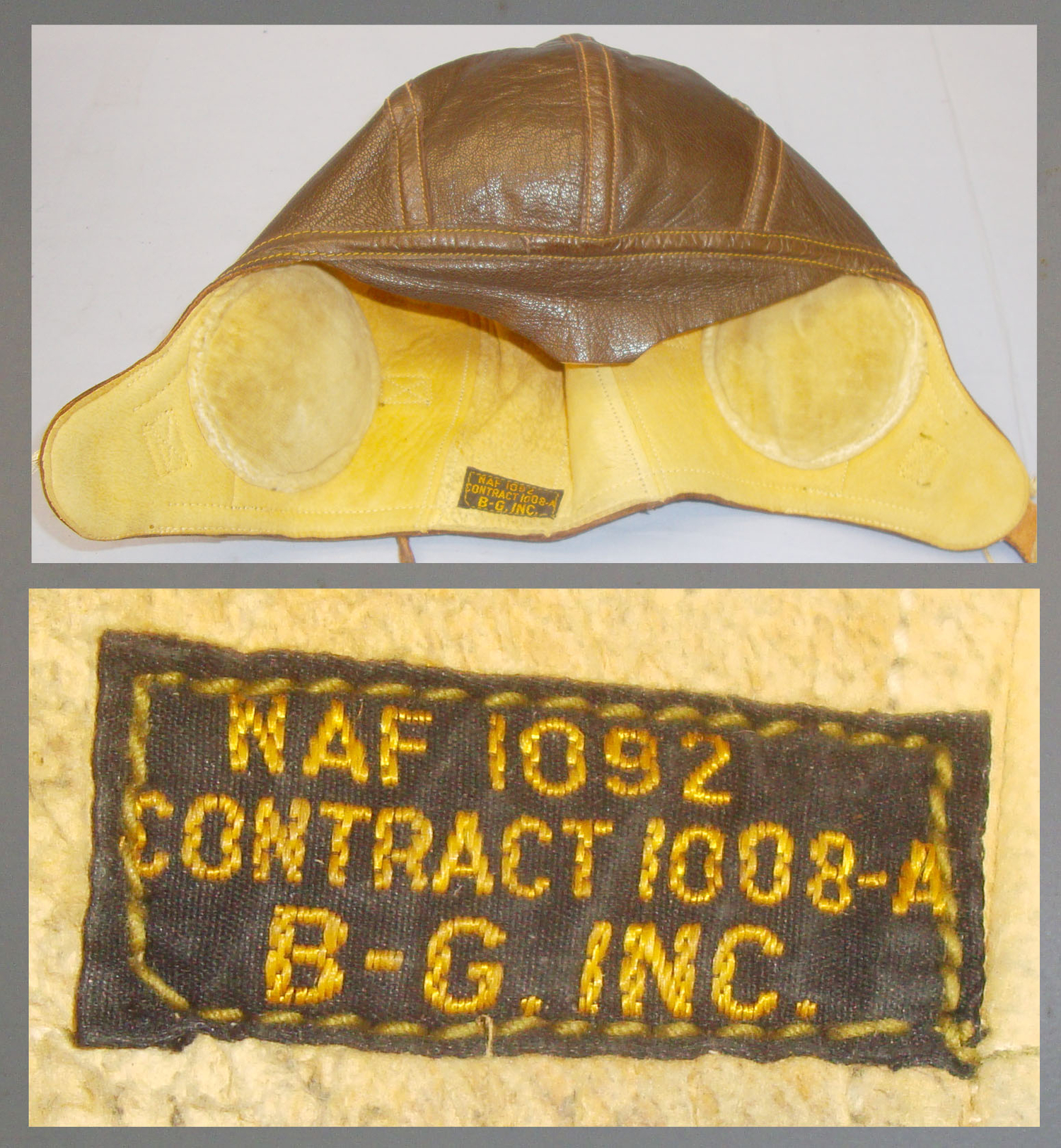  Excellent WWII US Navy/Marine Corps NAF 1092 Leather Flying Helmet with Full Wiring Looms. 20978. Excellent WWII US Navy/Marine Corps NAF 1092 Leather Flying Helmet with Full Wiring Looms. 20978. Clothing