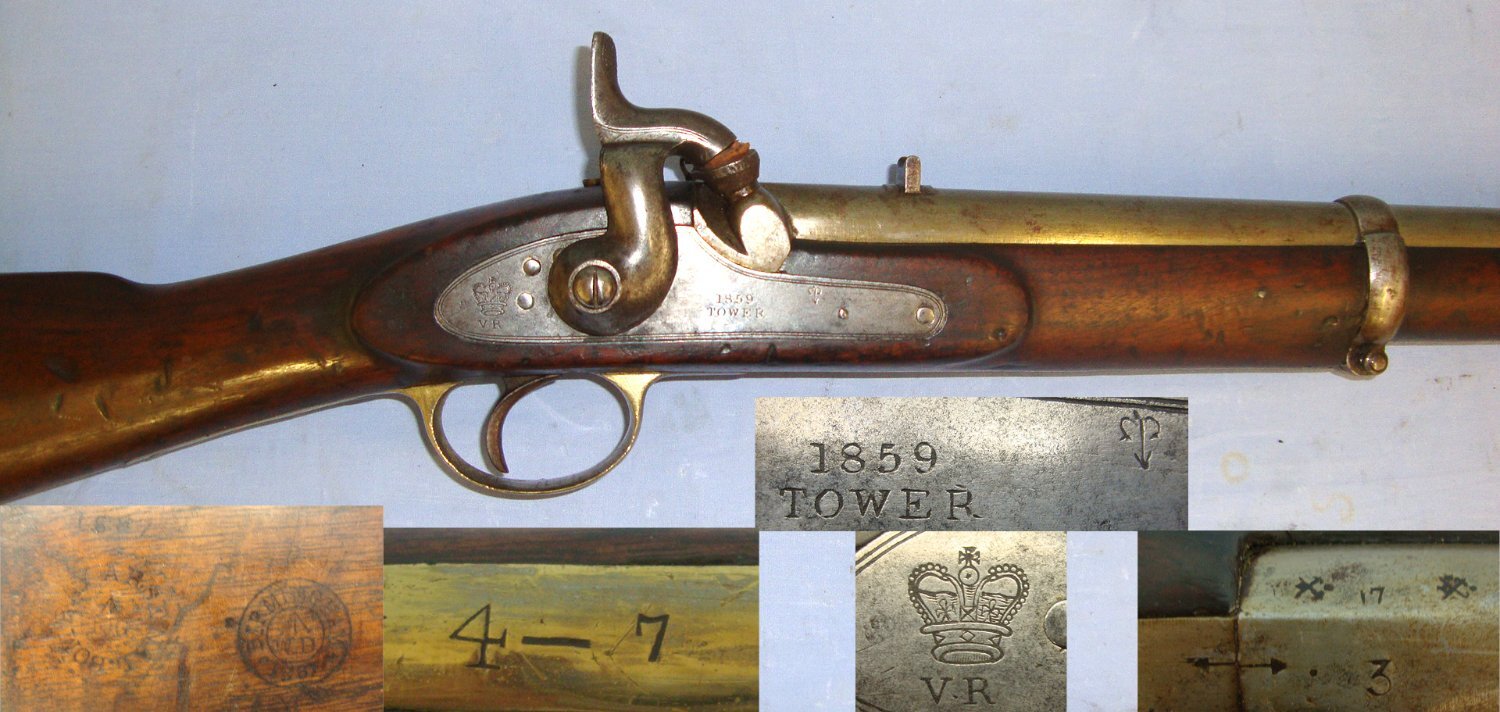 Sepoy Mutiny of 1858-59 Era**1859 Dated British WD Enfield Tower 1858 Pattern British Army In India Native Mounted Troops Smoothbore Percussion Carbine With Saddle bar & Ring, Chained Nipple Protector & Captive Iron Ram Rod. Sn 23521 percussion carbine Muzzleloader .65 Cal Muzzleloader Rifle