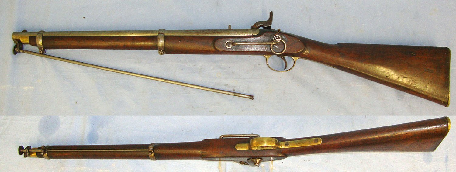  Sepoy Mutiny of 1858-59 Era**1859 Dated British WD Enfield Tower 1858 Pattern British Army In India Native Mounted Troops Smoothbore Percussion Carbine With Saddle bar & Ring, Chained Nipple Protector & Captive Iron Ram Rod. Sn 23521 percussion carbine Muzzleloader .65 Cal Muzzleloader Rifle