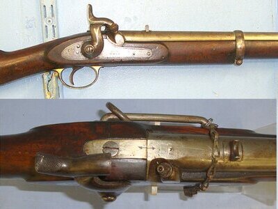 Sepoy Mutiny of 1858-59 Era**1859 Dated British WD Enfield Tower 1858 Pattern British Army In India Native Mounted Troops Smoothbore Percussion Carbine With Saddle bar & Ring, Chained Nipple Protector & Captive Iron Ram Rod. Sn 23521 percussion carbine Muzzleloader .65 Cal Muzzleloader Rifle