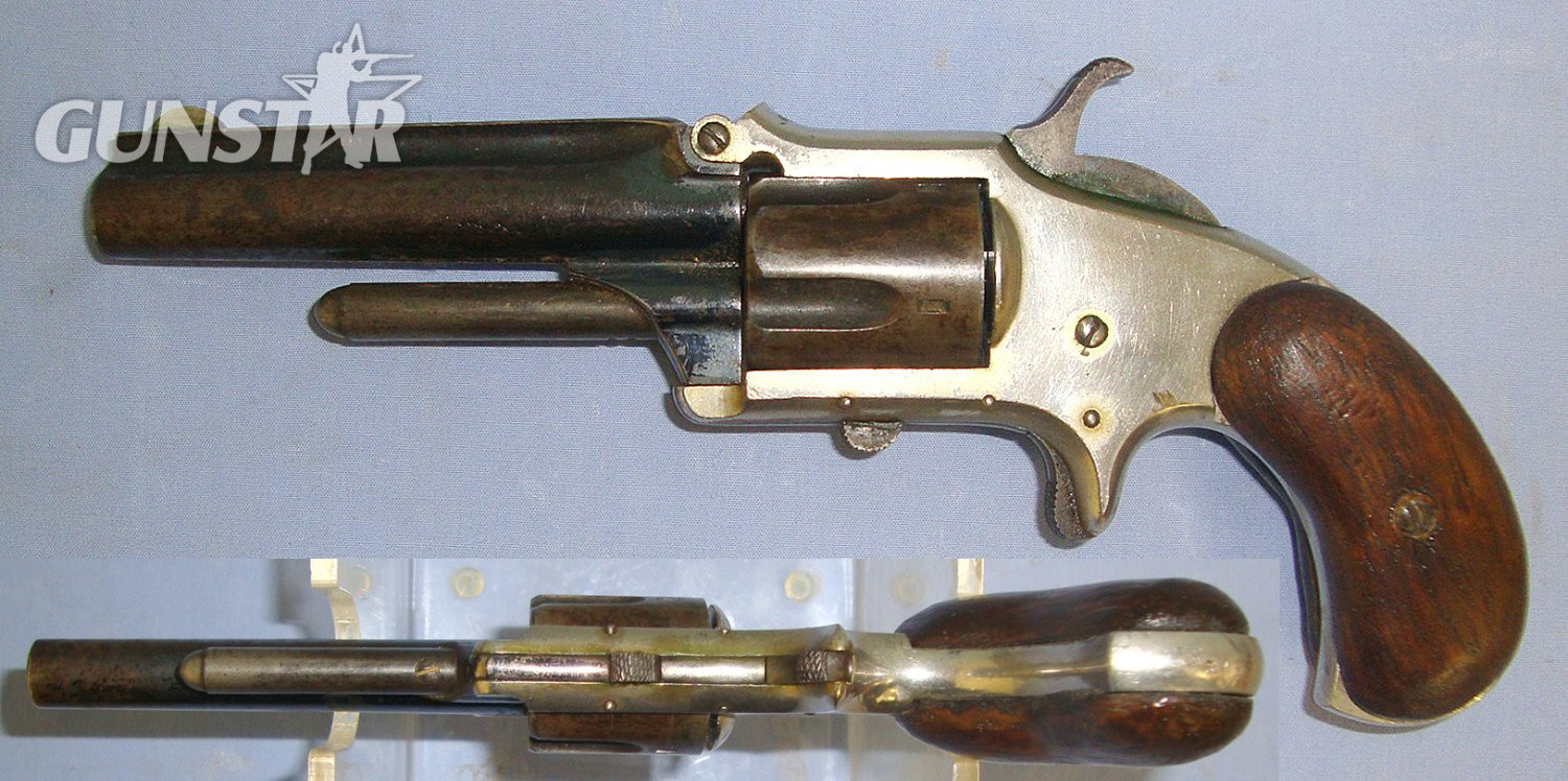  MINT BORE**ALL MATCHING NUMBERS**Mid 1800's Henry Deringer USA Smith & Wesson Transitional Model 1 ½ Type 'Tip Up' Barrel Factory Nickel Plated & Blued .32 Rim Fire  Obsolete Calibre 5 Shot Revolver. Sn 23118 .32 Revolver