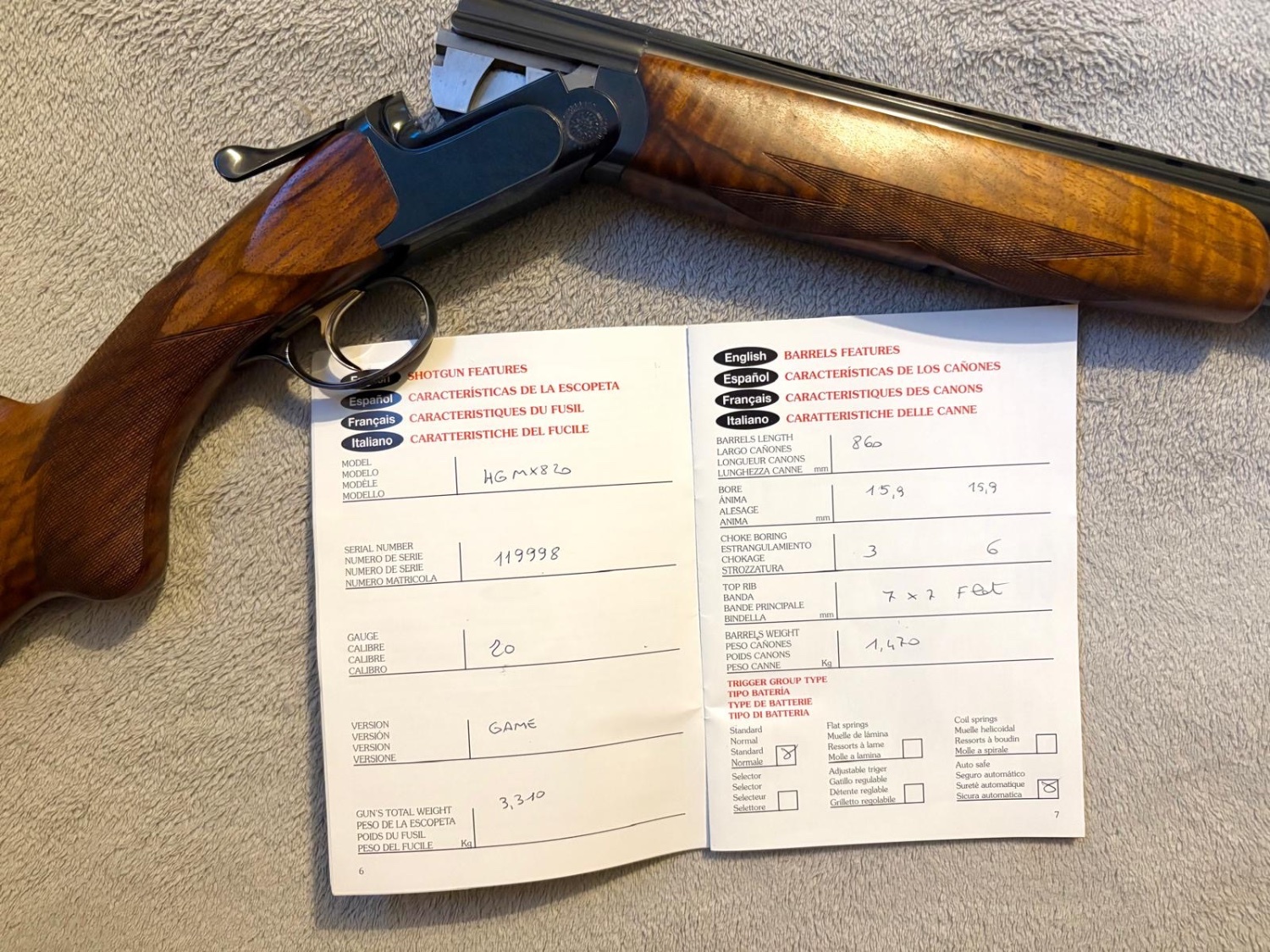  Perazzi 46MX820 Over and Under 20 Bore/gauge