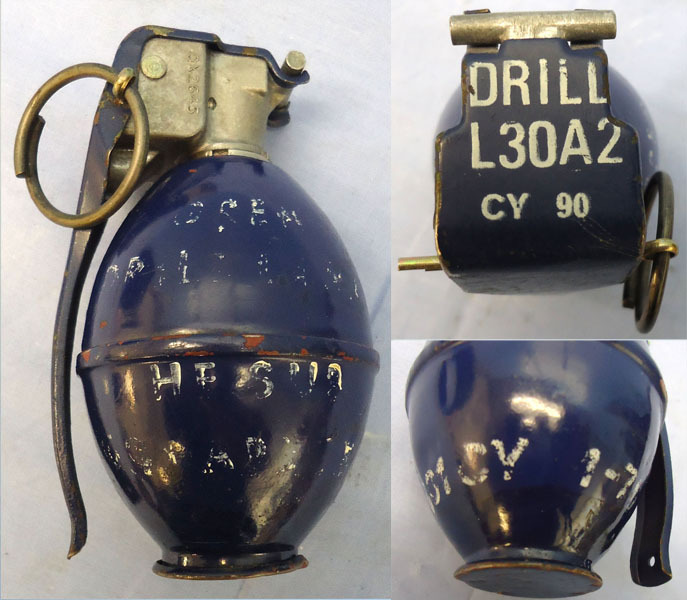 INERT DEACTIVATED. British, L30 A2, Drill, Hand Grenade. Sn - 19965 INERT DEACTIVATED. British, L30 A2, Drill, Hand Grenade. Sn - 19965  Other Ammunition