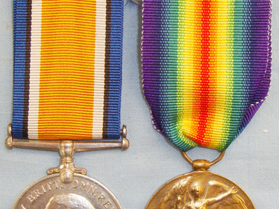 Pair* Victory Medal and British War Medal Awarded to Sergeant G.P.Saville of the 3rd London Regiment. BA 406. Pair* Victory Medal and British War Medal Awarded to Sergeant G.P.Saville of the 3rd London Regiment. BA 406. Antique & Militaria