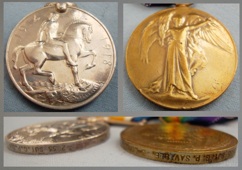 Pair* Victory Medal and British War Medal Awarded to Sergeant G.P.Saville of the 3rd London Regiment. BA 406. Pair* Victory Medal and British War Medal Awarded to Sergeant G.P.Saville of the 3rd London Regiment. BA 406. Antique & Militaria