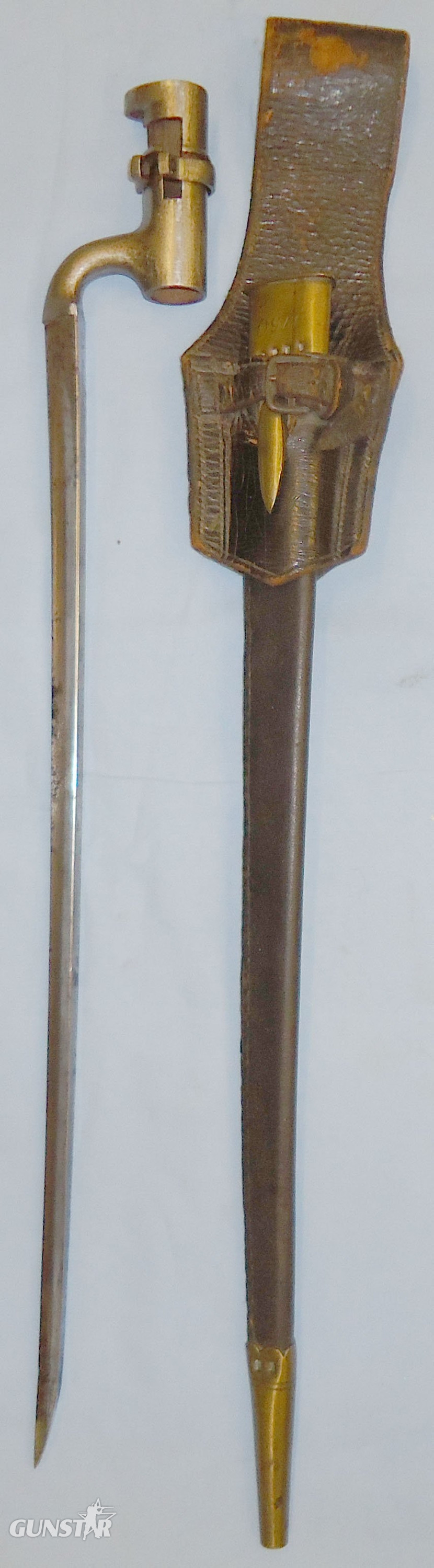 Matching Numbers* British Enfield Pattern 1853 Bayonet Scabbard and Leather Frog. 21748. Bayonet in 