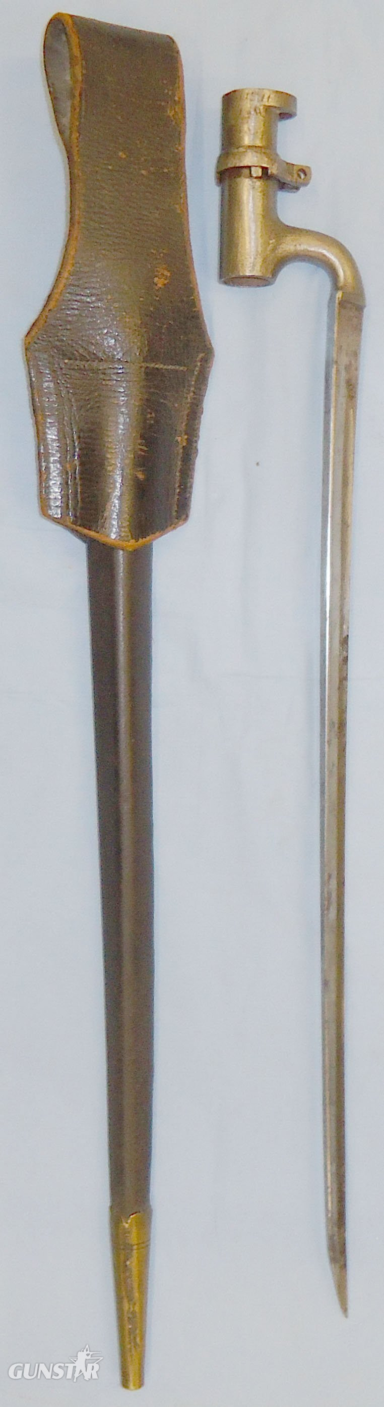  Matching Numbers* British Enfield Pattern 1853 Bayonet Scabbard and Leather Frog. 21748. Bayonet