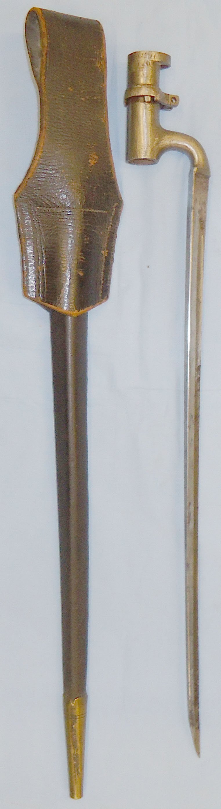  Matching Numbers* British Enfield Pattern 1853 Bayonet Scabbard and Leather Frog. 21748. Bayonet