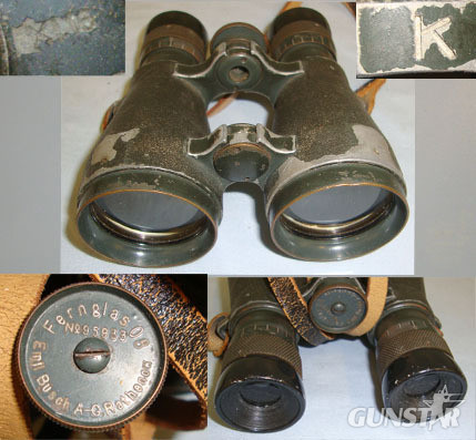Emil Busch AG Rathenow With Spandau GPK Rifle Inspection Office ‘K’ Mark, Neck S 6 X 39 Magnification Fernglas Model 08 Field Binoculars By Emil Busch AG Ratheno Sight & Optic
