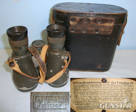  Emil Busch AG Rathenow With Spandau GPK Rifle Inspection Office ‘K’ Mark, Neck S 6 X 39 Magnification Fernglas Model 08 Field Binoculars By Emil Busch AG Ratheno Sight & Optic