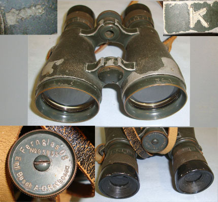 Emil Busch AG Rathenow With Spandau GPK Rifle Inspection Office ‘K’ Mark, Neck S 6 X 39 Magnification Fernglas Model 08 Field Binoculars By Emil Busch AG Ratheno Sight & Optic