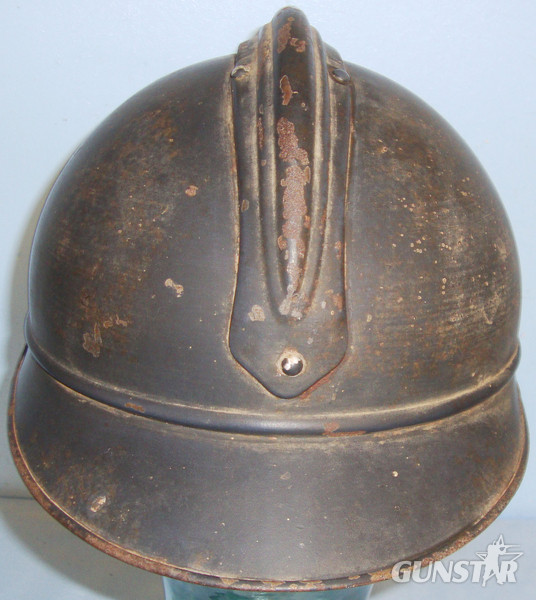  WWI French Artillery ‘Adrian’ Steel Helmet with WWI Dated Brass Peak Cover. HE 841. WWI French Artillery ‘Adrian’ Steel Helmet with WWI Dated Brass Peak Cover. HE 841. Clothing
