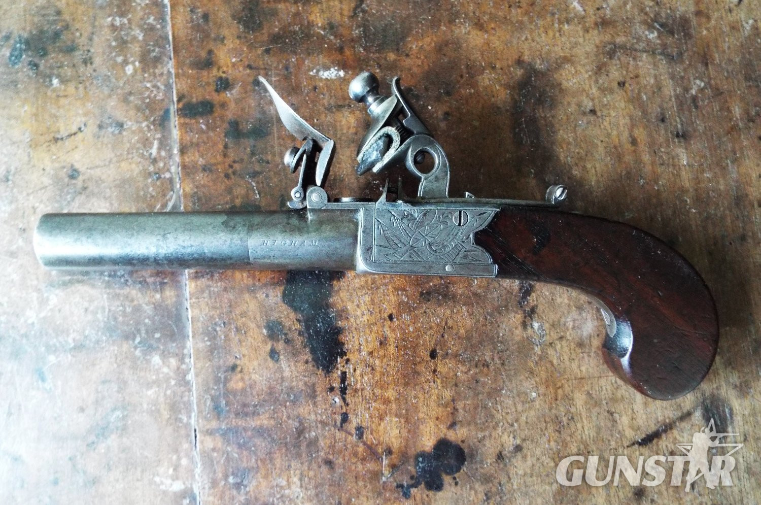 E. & G. Higham Flintlock Pocket Bayonet Pistol .38 Muzzleloader