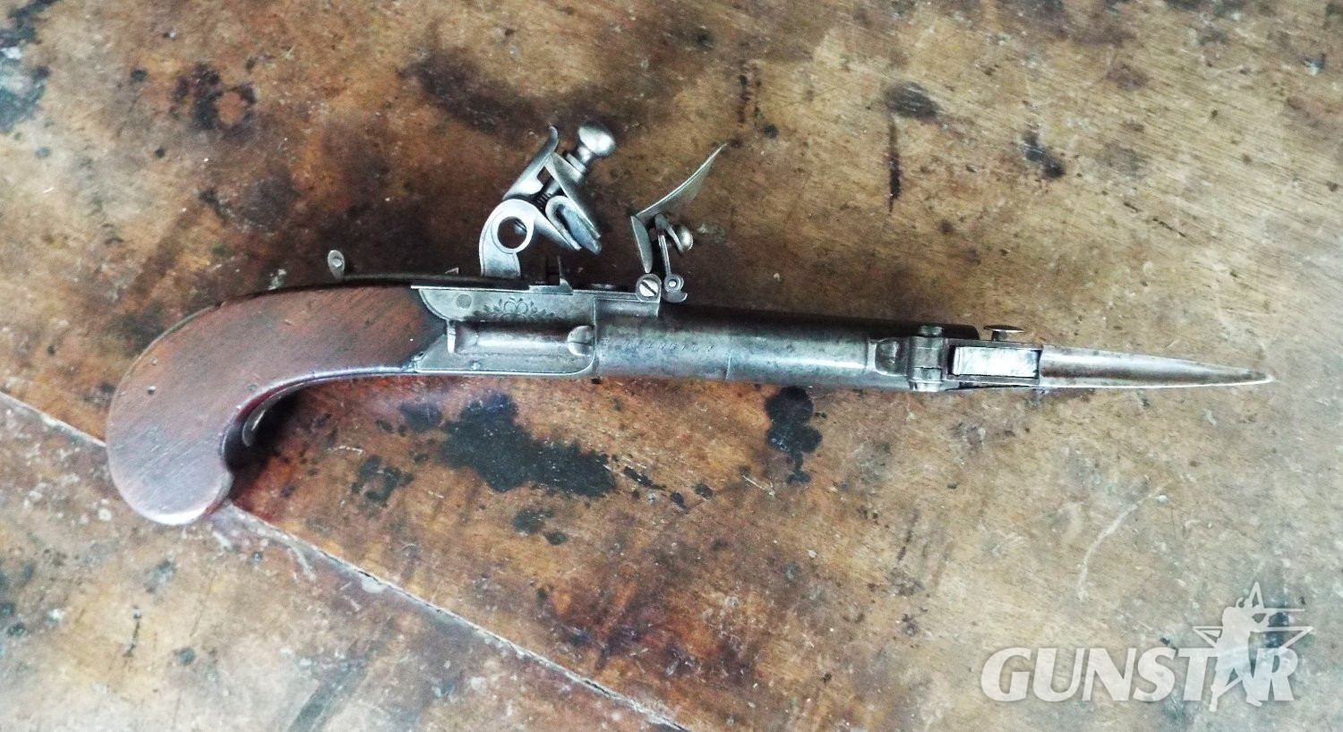  E. & G. Higham Flintlock Pocket Bayonet Pistol .38 Muzzleloader