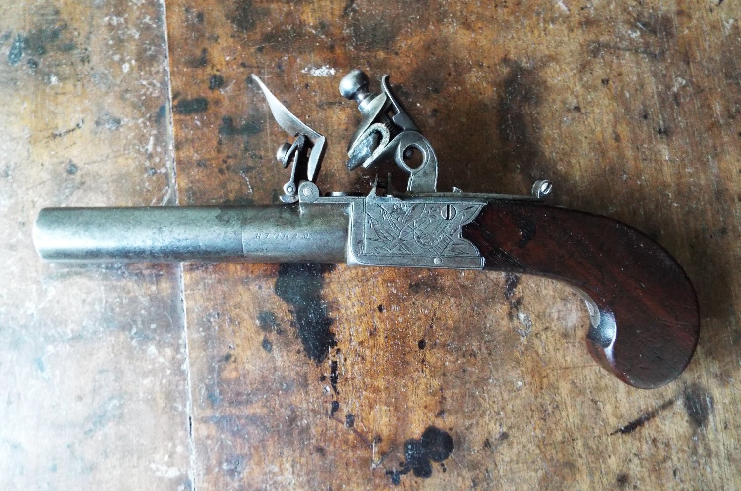 E. & G. Higham Flintlock Pocket Bayonet Pistol .38 Muzzleloader