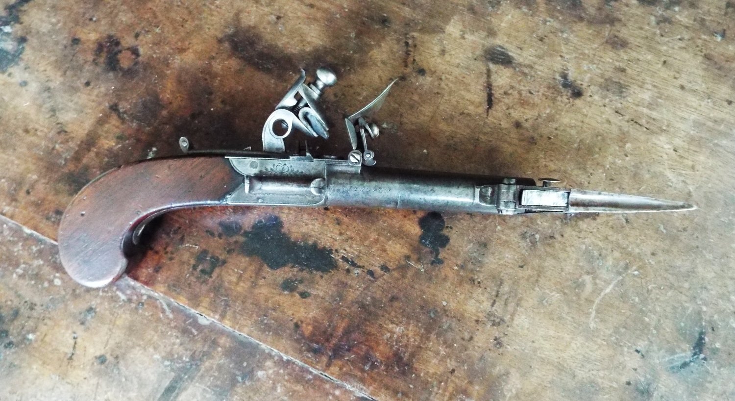  E. & G. Higham Flintlock Pocket Bayonet Pistol .38 Muzzleloader