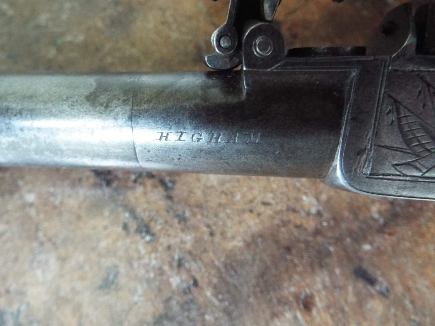 E. & G. Higham Flintlock Pocket Bayonet Pistol .38 Muzzleloader - {CATEGORY} in 