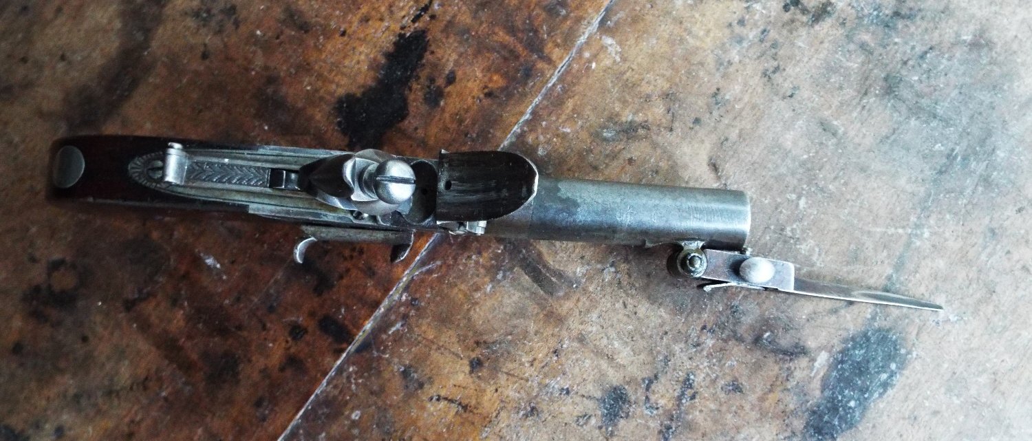 E. & G. Higham Flintlock Pocket Bayonet Pistol .38 Muzzleloader 