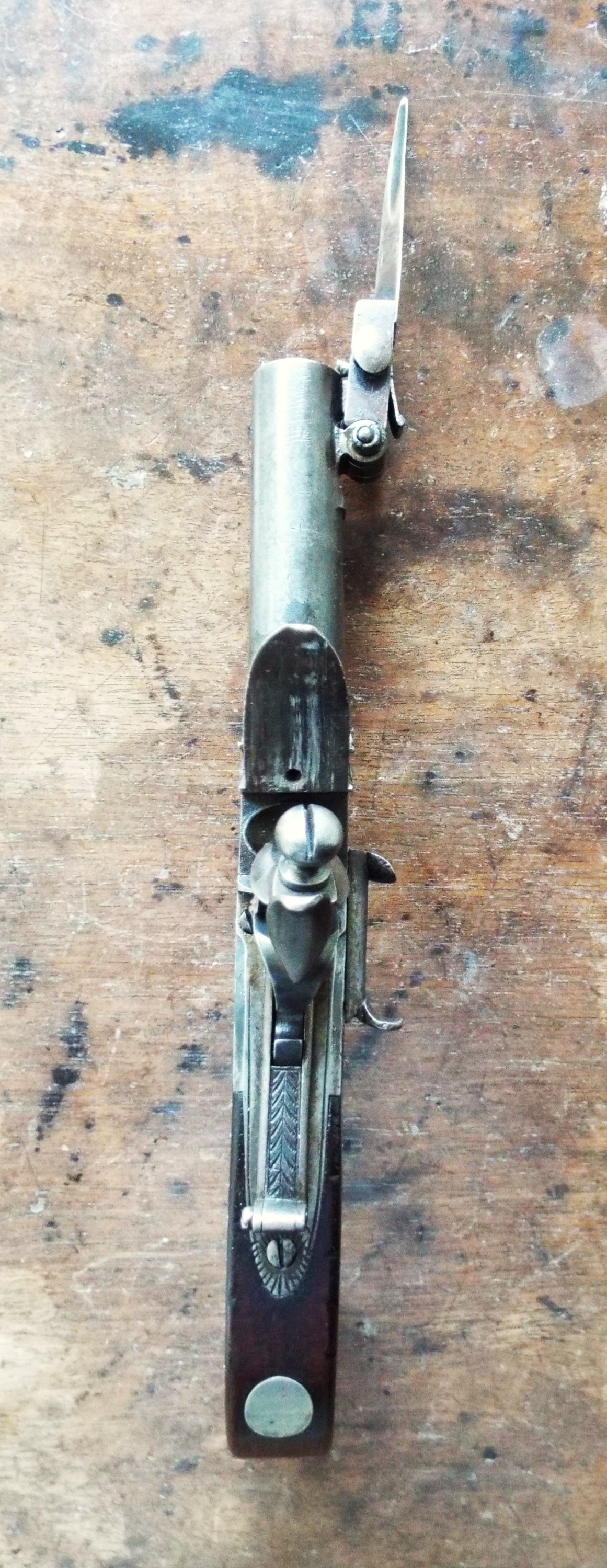 {CATEGORY} - E. & G. Higham Flintlock Pocket Bayonet Pistol .38 Muzzleloader in 