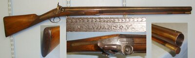 LARGE & HEAVY** C1855 English Sanderson (Possibly ‘Elephant King‘ George P. Sanderson) 4 Bore Black Powder Big Game Percussion Elephant Gun For Use With ¼ Pound Lead Ball Of 1” Diameter. Sn 21370 Muzzleloader 4 Gauge