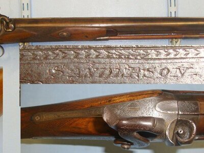 LARGE & HEAVY** C1855 English Sanderson (Possibly ‘Elephant King‘ George P. Sanderson) 4 Bore Black Powder Big Game Percussion Elephant Gun For Use With ¼ Pound Lead Ball Of 1” Diameter. Sn 21370 Muzzleloader 4 Gauge