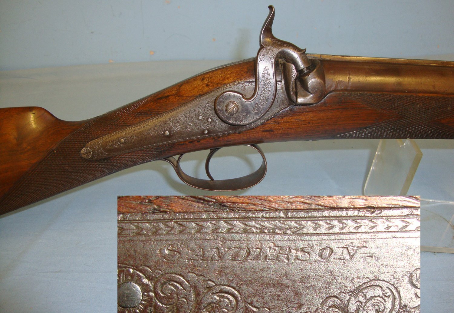 LARGE & HEAVY** C1855 English Sanderson (Possibly ‘Elephant King‘ George P. Sanderson) 4 Bore Black Powder Big Game Percussion Elephant Gun For Use With ¼ Pound Lead Ball Of 1” Diameter. Sn 21370 Muzzleloader 4 Gauge