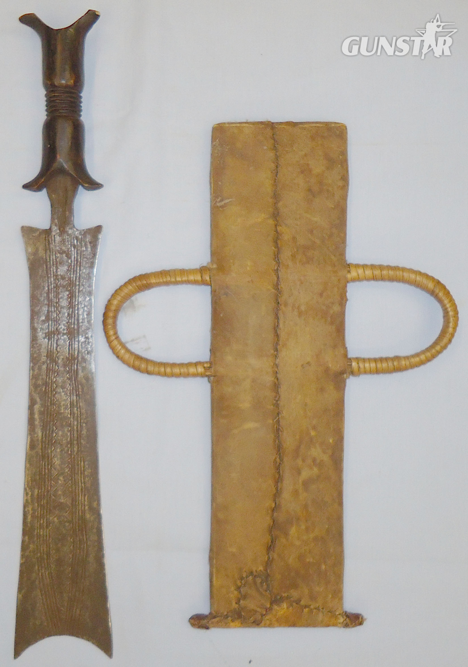  Central African Kondo/Ikakalaka Sword with Hide Sheath. 21093. Sword