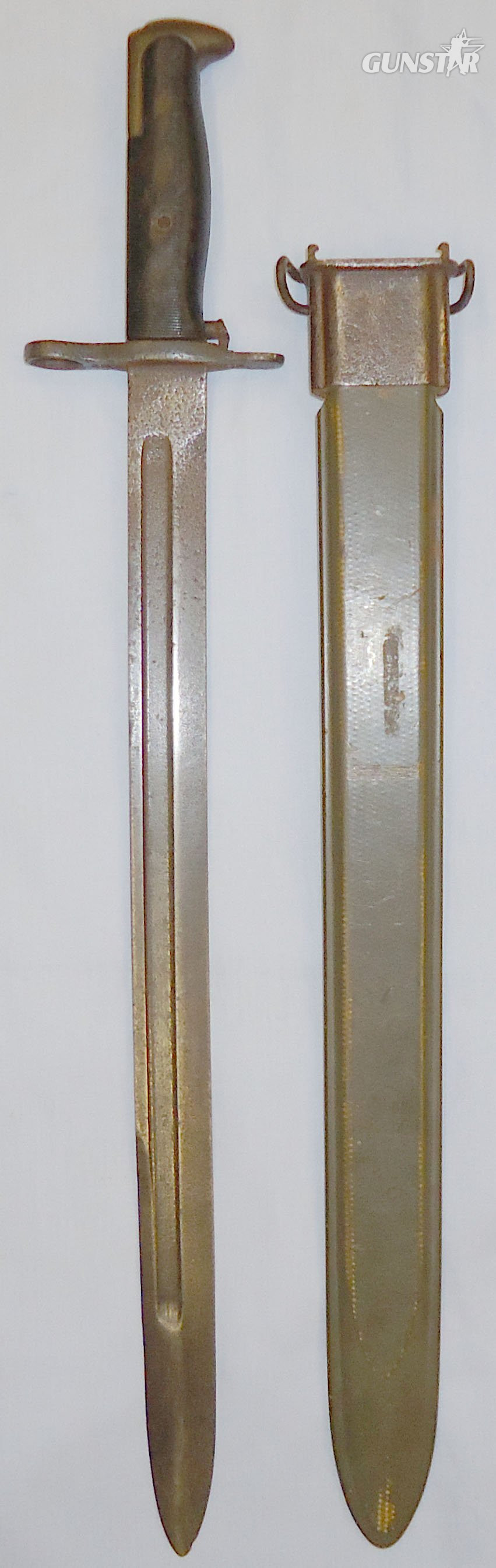 Saipan Found** WWII U.S.M.C. M1942 Pattern M1 Garand Bayonet & Scabbard. 21407. Bayonet in 