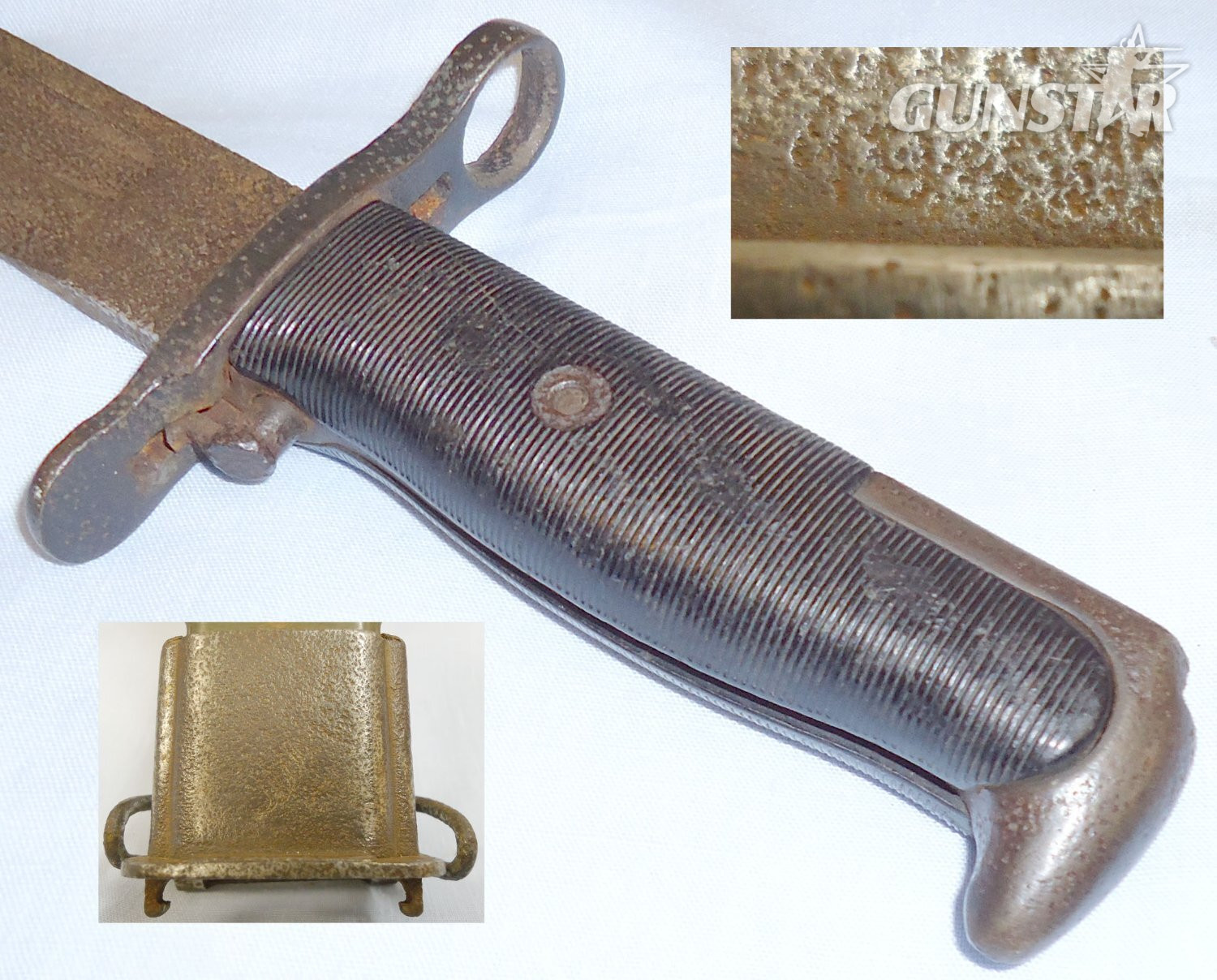 Saipan Found** WWII U.S.M.C. M1942 Pattern M1 Garand Bayonet & Scabbard. 21407. Bayonet